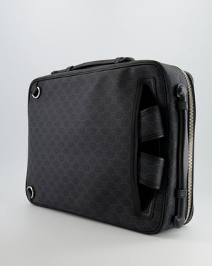 Gucci GG Black and Grey Briefcase with Back Strap Bag in Leather with Silver Hardware