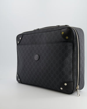 Gucci GG Black and Grey Briefcase with Back Strap Bag in Leather with Silver Hardware