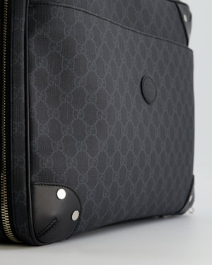 Gucci GG Black and Grey Briefcase with Back Strap Bag in Leather with Silver Hardware