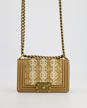 *LIMITED EDITION* Chanel Gold Metallic Small Boy Bag In Calfskin Leather with Antique Gold Hardware CC Details