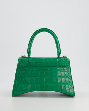 Balenciaga Green Small Hourglass Top Handle Bag in Embossed Calf Leather with Silver Hardware RRP £2,200