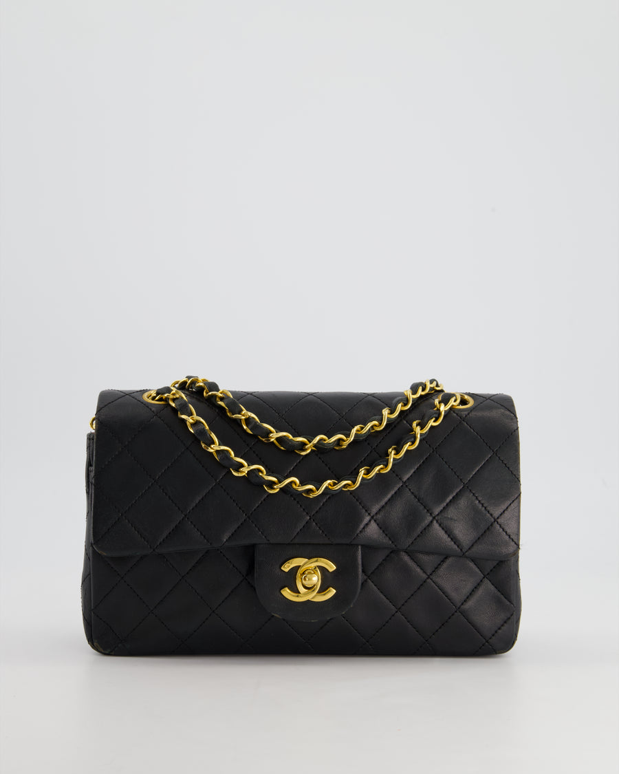 *FIRE PRICE* Chanel Small Black Classic Double Flap in Lambskin Leather with 24k Gold Hardware