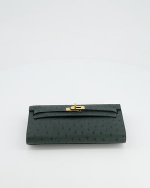 *HOT* Hermès Kelly To Go Bag in Vert Cypress Ostrich Leather with Gold Hardware