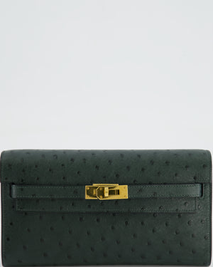 *HOT* Hermès Kelly To Go Bag in Vert Cypress Ostrich Leather with Gold Hardware