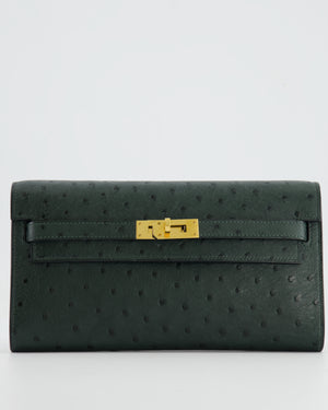 *HOT* Hermès Kelly To Go Bag in Vert Cypress Ostrich Leather with Gold Hardware