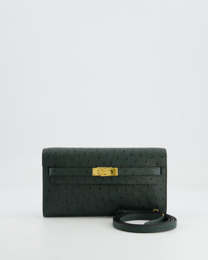 *HOT* Hermès Kelly To Go Bag in Vert Cypress Ostrich Leather with Gold Hardware