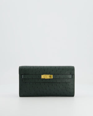 *HOT* Hermès Kelly To Go Bag in Vert Cypress Ostrich Leather with Gold Hardware