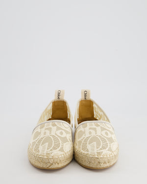 Chloé White Lace & Logo Detail Espadrilles Size EU 38