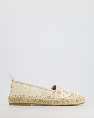 Chloé White Lace & Logo Detail Espadrilles Size EU 38