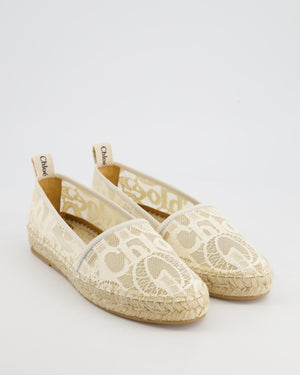 Chloé White Lace & Logo Detail Espadrilles Size EU 38