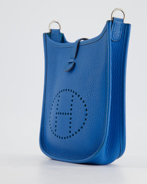 Hermès Mini Evelyne Bag in Bleu Paradise Togo Leather with Palladium Hardware