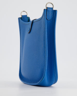 Hermès Mini Evelyne Bag in Bleu Paradise Togo Leather with Palladium Hardware