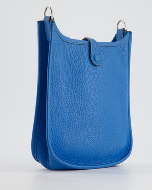 Hermès Mini Evelyne Bag in Bleu Paradise Togo Leather with Palladium Hardware