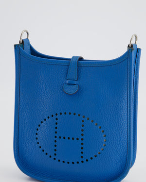 Hermès Mini Evelyne Bag in Bleu Paradise Togo Leather with Palladium Hardware