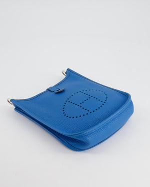 Hermès Mini Evelyne Bag in Bleu Paradise Togo Leather with Palladium Hardware