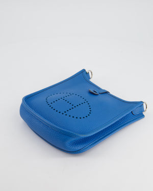 Hermès Mini Evelyne Bag in Bleu Paradise Togo Leather with Palladium Hardware