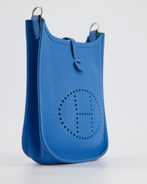 Hermès Mini Evelyne Bag in Bleu Paradise Togo Leather with Palladium Hardware