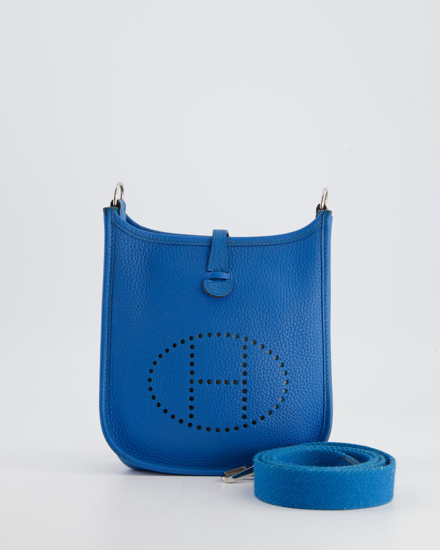 Hermès Mini Evelyne Bag in Bleu Paradise Togo Leather with Palladium Hardware