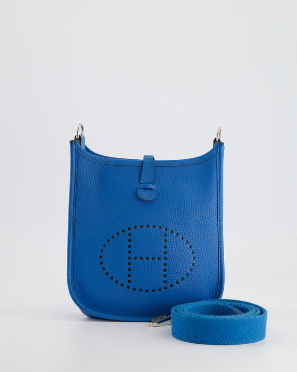 Hermès Mini Evelyne Bag in Bleu Paradise Togo Leather with Palladium Hardware