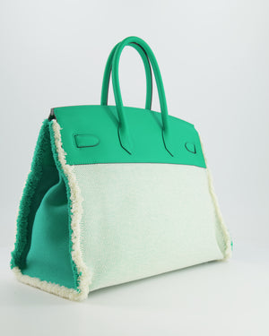 Hermès Birkin Fray Bag 35cm in Menthe Swift Leather and Gold Hardware