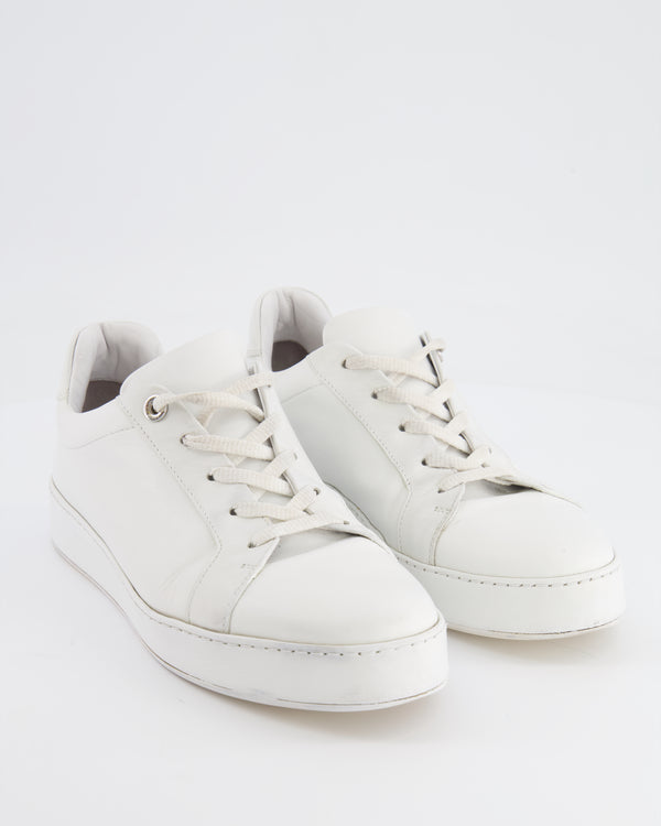 Loro Piana White Leather Trainers with Logo Detailing Size EU 39 RRP £700