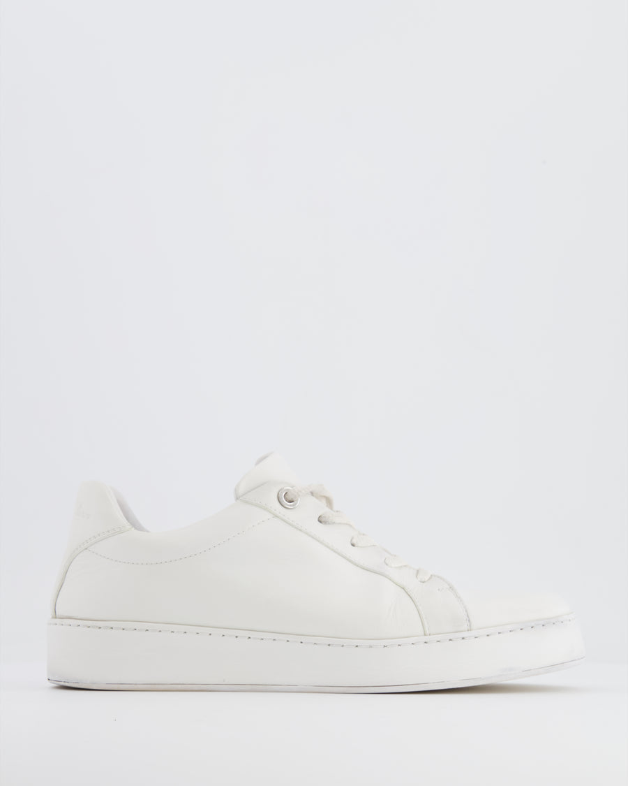 Loro Piana White Leather Trainers with Logo Detailing Size EU 39 RRP £700