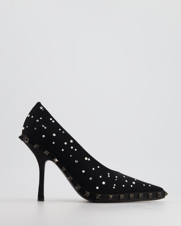 Valentino Garavani Black Rockstud Pump Heels with Crystal & Rockstud Detail Size EU 38 RRP £1130