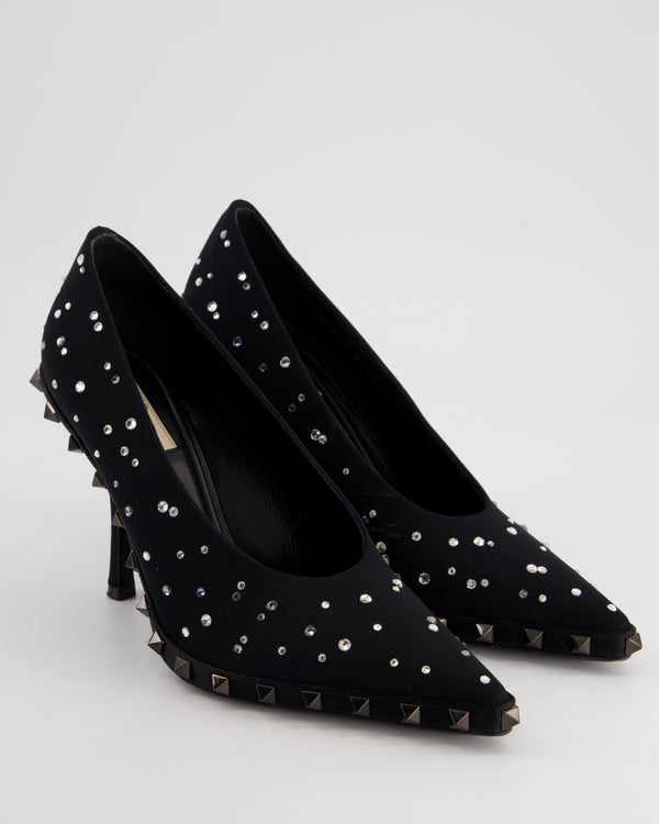 Valentino Garavani Black Rockstud Pump Heels with Crystal & Rockstud Detail Size EU 38 RRP £1130