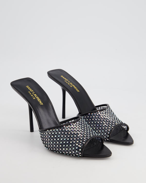 Saint Laurent Black Embellished Luz Mules Heels Size 38.5 RRP £949