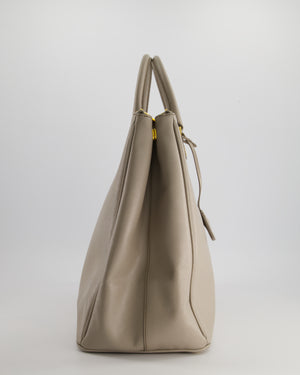 Prada Grey Extra Large Galleria Tote Bag in Saffiano Leather with Gold Hardware