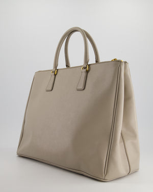 Prada Grey Extra Large Galleria Tote Bag in Saffiano Leather with Gold Hardware