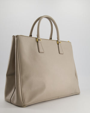 Prada Grey Extra Large Galleria Tote Bag in Saffiano Leather with Gold Hardware