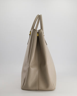 Prada Grey Extra Large Galleria Tote Bag in Saffiano Leather with Gold Hardware