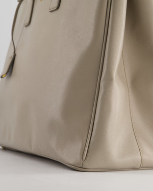 Prada Grey Extra Large Galleria Tote Bag in Saffiano Leather with Gold Hardware