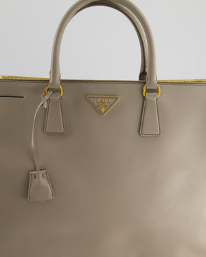 Prada Grey Extra Large Galleria Tote Bag in Saffiano Leather with Gold Hardware