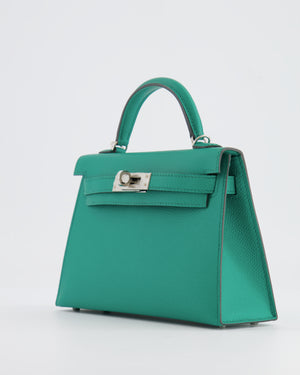 *HOT* Hermès Mini Kelly II 20cm Bag in Vert Jade Epsom Leather with Palladium Hardware