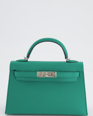 *HOT* Hermès Mini Kelly II 20cm Bag in Vert Jade Epsom Leather with Palladium Hardware