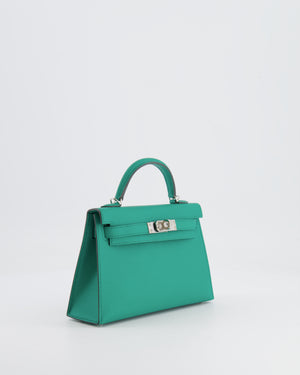 *HOT* Hermès Mini Kelly II 20cm Bag in Vert Jade Epsom Leather with Palladium Hardware