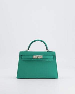 *HOT* Hermès Mini Kelly II 20cm Bag in Vert Jade Epsom Leather with Palladium Hardware