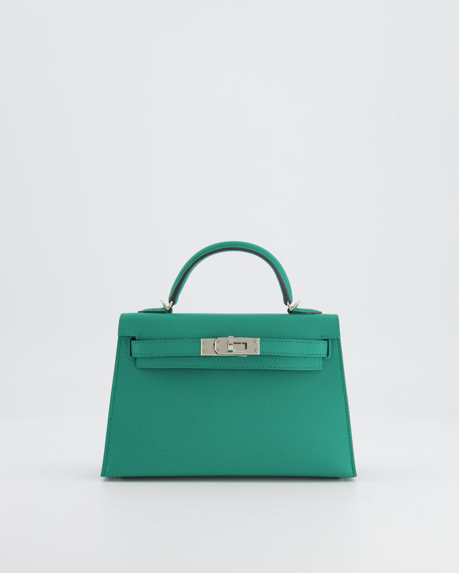 *HOT* Hermès Mini Kelly II 20cm Bag in Vert Jade Epsom Leather with Palladium Hardware