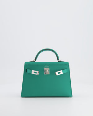 *HOT* Hermès Mini Kelly II 20cm Bag in Vert Jade Epsom Leather with Palladium Hardware