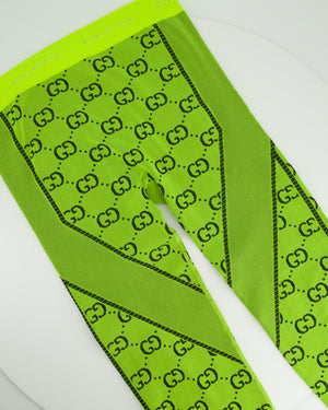 Gucci Bright Green GG Logo Leggins Size IT 42 (UK M)