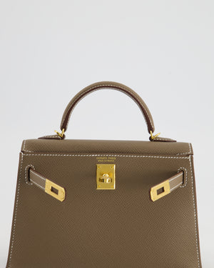 *RARE* Hermes Mini Kelly II 20cm in Etoupe Epsom Leather with Gold Hardware