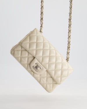 *SUPER RARE* Chanel Pearlescent Mini Rectangular Classic Flap Bag in Caviar Leather with Brushed Silver Hardware