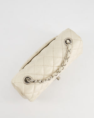 *SUPER RARE* Chanel Pearlescent Mini Rectangular Classic Flap Bag in Caviar Leather with Brushed Silver Hardware