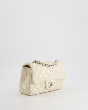 *SUPER RARE* Chanel Pearlescent Mini Rectangular Classic Flap Bag in Caviar Leather with Brushed Silver Hardware