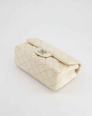 *SUPER RARE* Chanel Pearlescent Mini Rectangular Classic Flap Bag in Caviar Leather with Brushed Silver Hardware