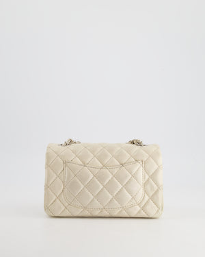 *SUPER RARE* Chanel Pearlescent Mini Rectangular Classic Flap Bag in Caviar Leather with Brushed Silver Hardware