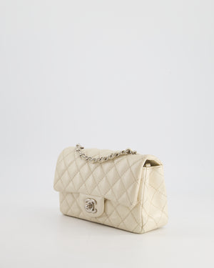 *SUPER RARE* Chanel Pearlescent Mini Rectangular Classic Flap Bag in Caviar Leather with Brushed Silver Hardware