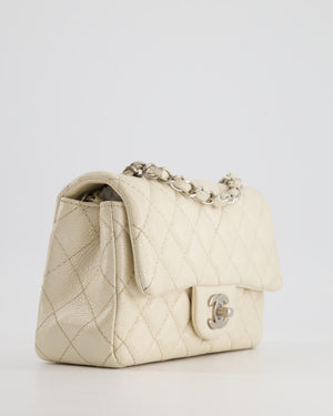 *SUPER RARE* Chanel Pearlescent Mini Rectangular Classic Flap Bag in Caviar Leather with Brushed Silver Hardware